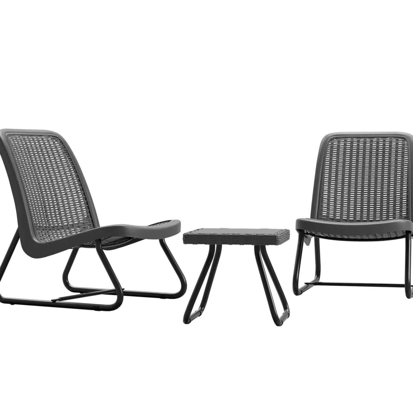 Tectake Wicker Zitgroep Modica Voor 2 Personen, Ergonomisch - 2 Personen - Weersbestendig - Grijs