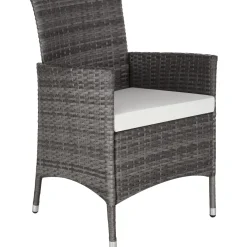 Tectake Wicker Zitgroep Porto 6+1 Met Beschermhoes - 6 Personen - Weerbestendig - Grijs/wit