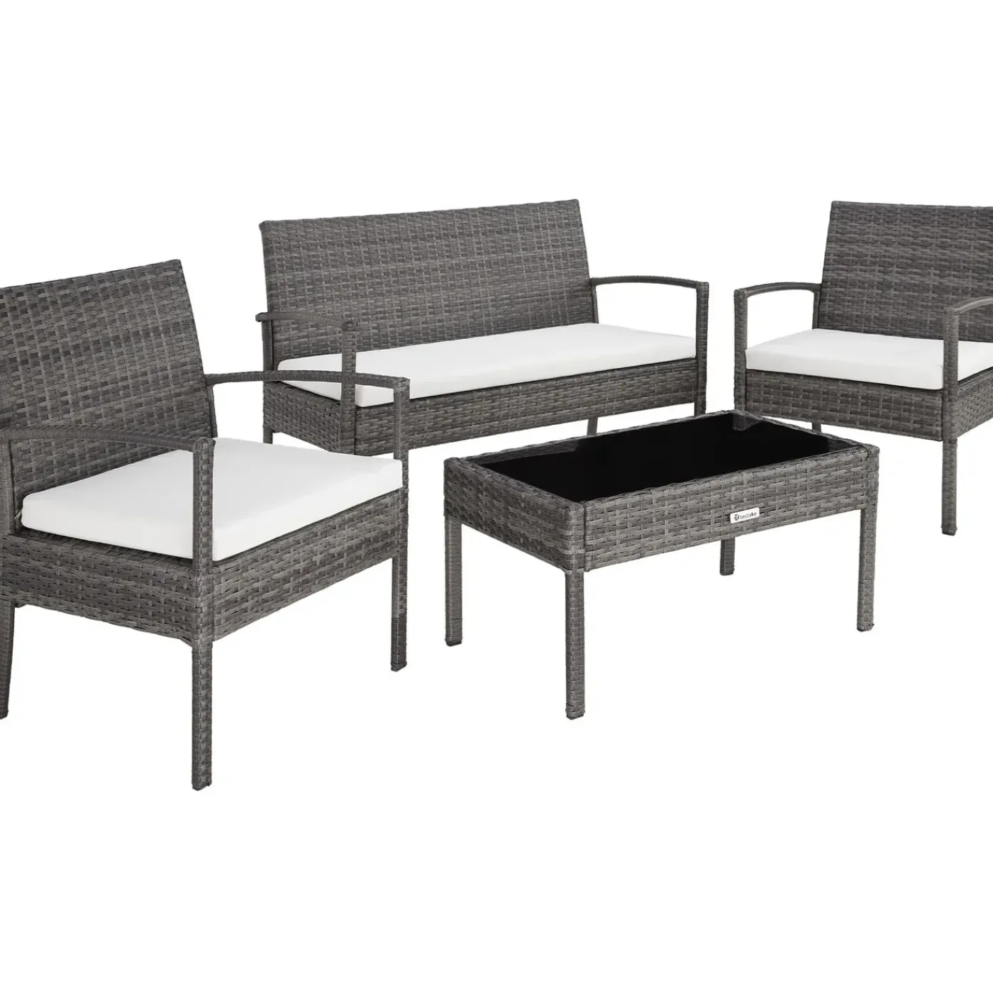 Tectake Wicker Zitgroep Sparta 3+1 - 4 Personen - Weerbestendig - Grijs