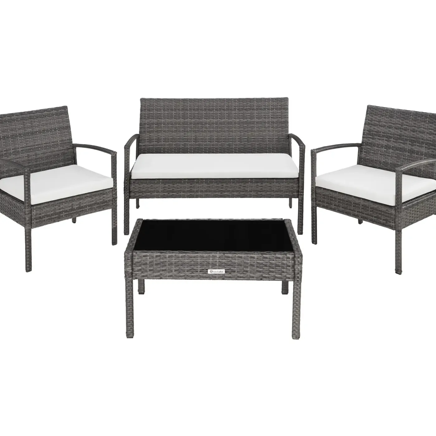 Tectake Wicker Zitgroep Sparta 3+1 - 4 Personen - Weerbestendig - Grijs