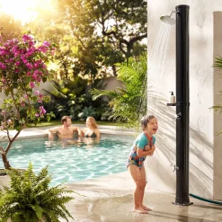Tectake Zonnedouche Eco Zwart Met Grote Watertank Regendouchekop 360° Voetdouche