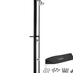 Tectake Zonnedouche - Zwart Zilver - Multifunctioneel Met Watertank En Doucherek