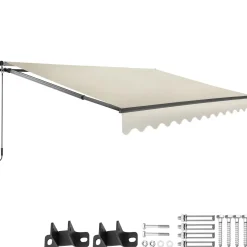 Tectake Zonnescherm Ornella Met Wandhouder, 300 X 250 Cm, Beige