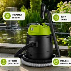 Teien 4-in-1 Vijverstofzuiger Met Afvoer 1600w 30 Liter Inclusief Accessoires