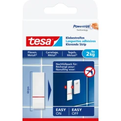 Tesa Dubbelzijdige klevende strips Powerstrips 77760 - voor tegels & metaal - 2kg - wit - 9 stuks
