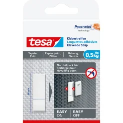 Tesa Dubbelzijdige klevende strips Powerstrips - voor behang & pleister - 0,5kg - wit - 9 stuks