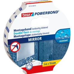 Tesa Montageband Powerbond - Voor spiegels - Wit - 5m x 19mm