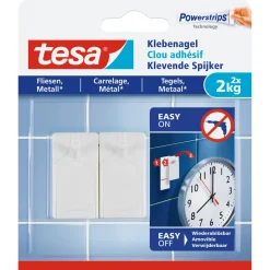 Tesa Powerstrips klevende spijker 77762 voor tegels en metaal 2kg 2 stuks