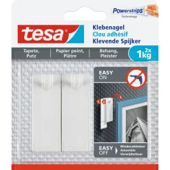 Tesa Powerstrips klevende spijker 77773 voor behang en pleisterwerk 1kg 2 stuks