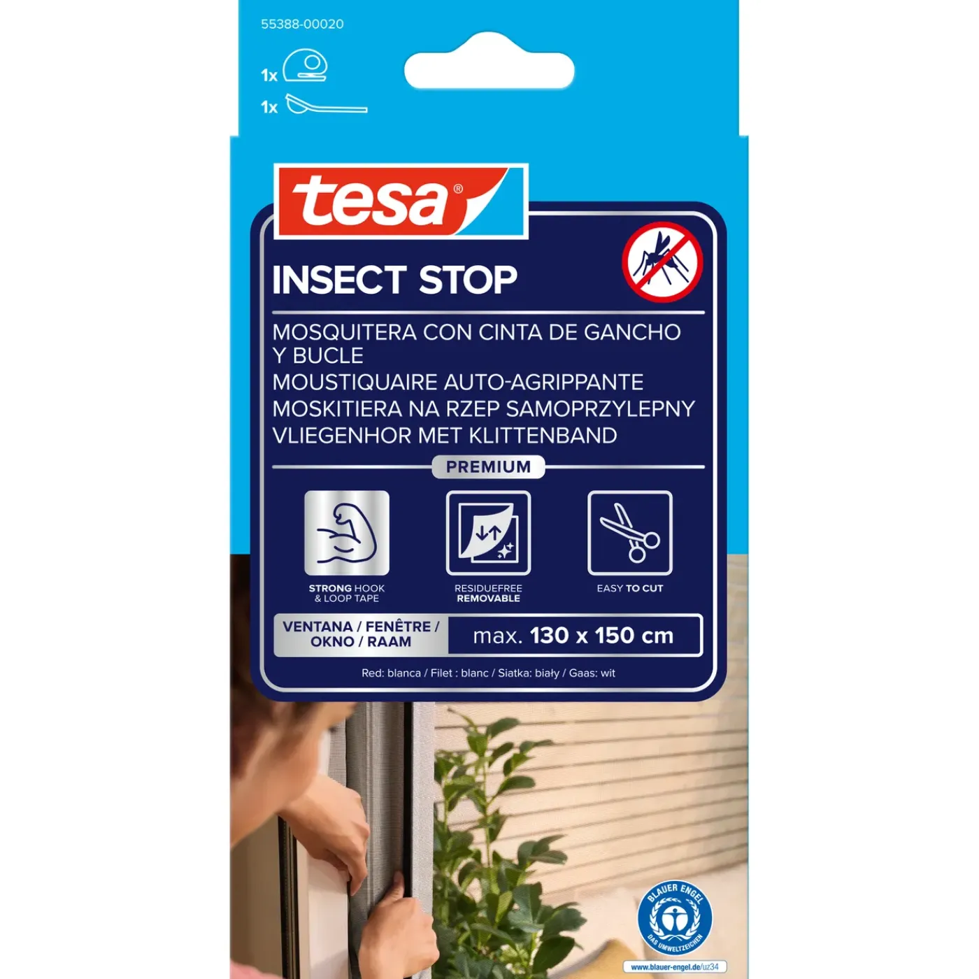 Tesa Raamhor Insect Stop (Comfort) - 130x150cm - Wit - Textiel