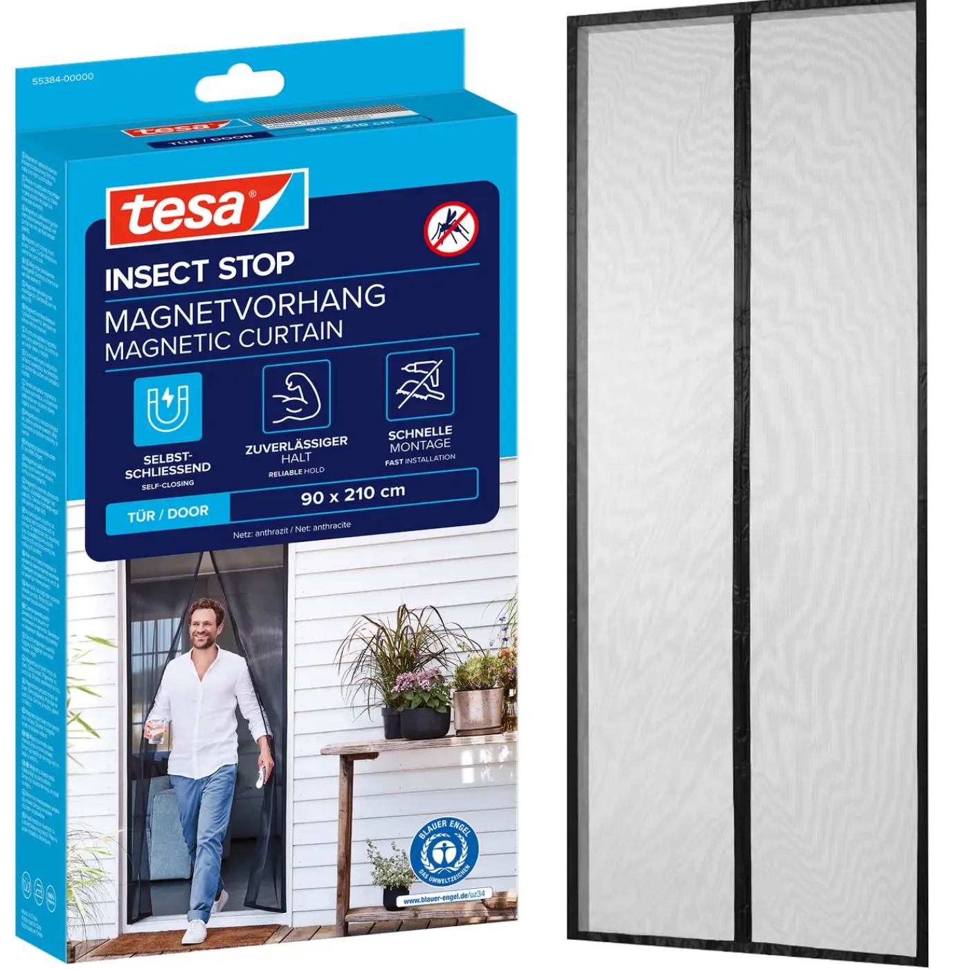 Tesa Vliegengordijn (InsectStop) - 90x210cm - Zwart - Kunststof
