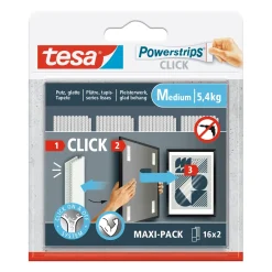 Tesa zelfklevende strip Powerstrips CLICK Combo 16x2 stuks Medium