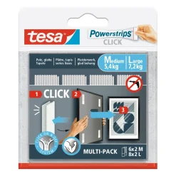 Tesa zelfklevende strip Powerstrips CLICK Combo 6x2 Medium & 8x2 stuks Large