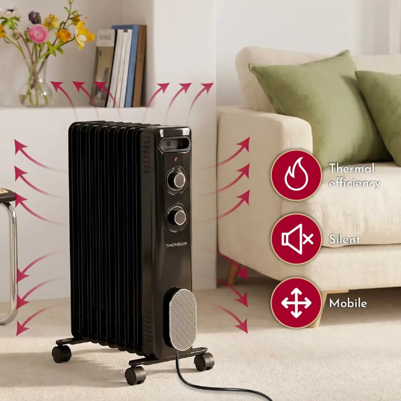THOMSON - Oliekachel - 2000 W - Zwart - Calista