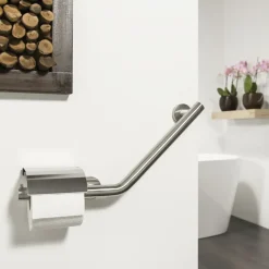 Tiger Boston Comfort & Safety wandbeugel met toiletrolhouder RVS geborsteld - Rechts