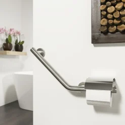 Tiger Boston Comfort & Safety wandbeugel met toiletrolhouder RVS geborsteld - Links