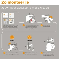 Tiger handdoekrek Colar RVS geborsteld