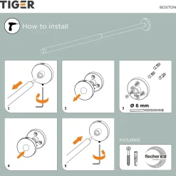 Tiger handdoekrek telescopisch Boston zilver gepolijst om op te hangen