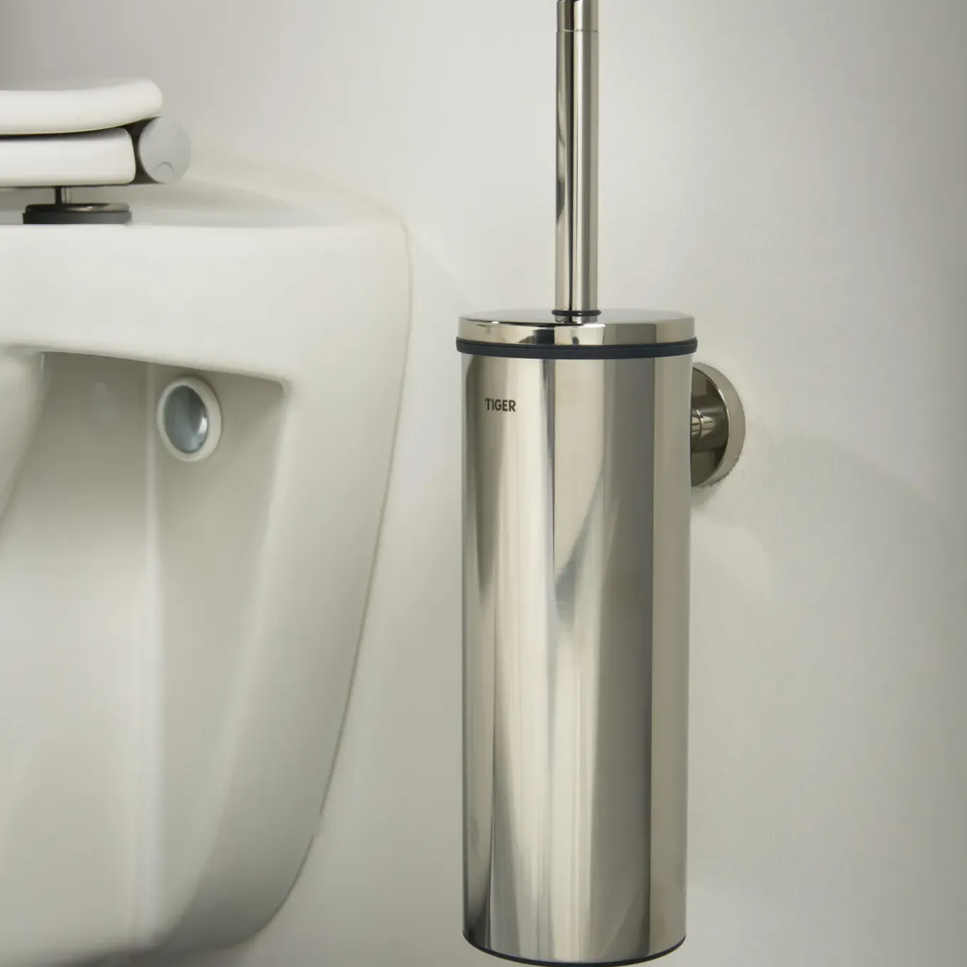 Tiger WC-borstel met Houder Boston - RVS - met Klep - RVS Gepolijst