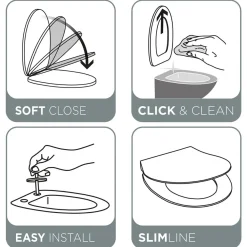 Tiger WC-bril Elvas - Duroplast - D-vorm - Softclose - Verstelbaar - Quick Release - Wit