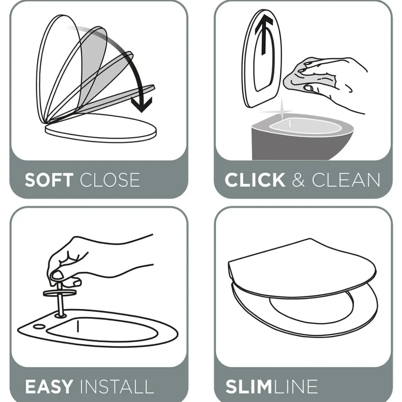 Tiger WC-bril Elvas - Duroplast - D-vorm - Softclose - Verstelbaar - Quick Release - Wit
