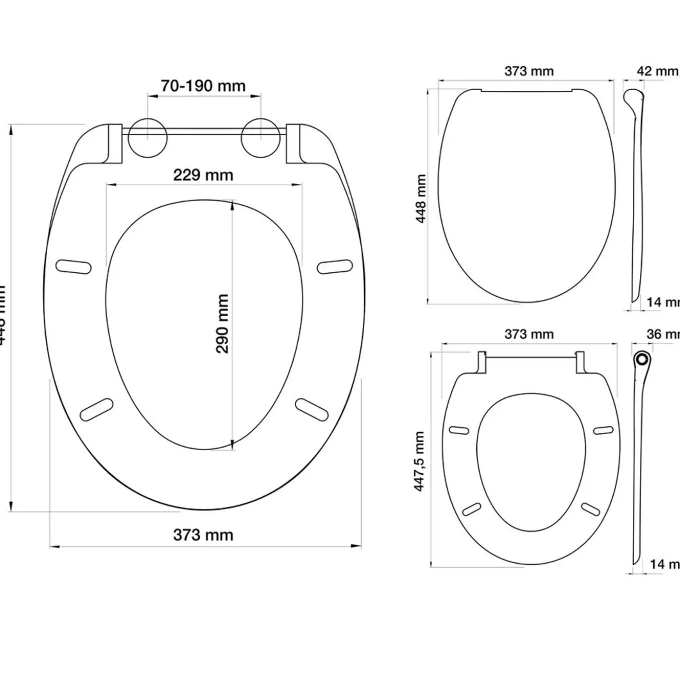 Tiger WC-bril Vegas - Duroplast - Softclose - Verstelbaar - Quick Release - Zwart