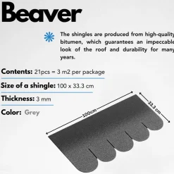 Timbela - Bitumineuze Dakspanen - B-grey - Zwart Kleur - Bitumen Dakbedekking - 3m2