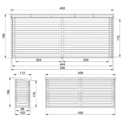 Timbela - Haardhout Opslagschuurtje - M203 - L112xl450xh199 Cm/ 4m2