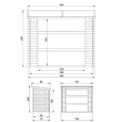 Timbela - Haardhout Opslagschuurtje - M201-1 - L86xl184xh200 Cm/ 0,9 M2