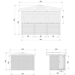 Timbela - Houten Tuinhuis, Houten Marktkraam - M150az - 263 X 336 Cm / 6 M²