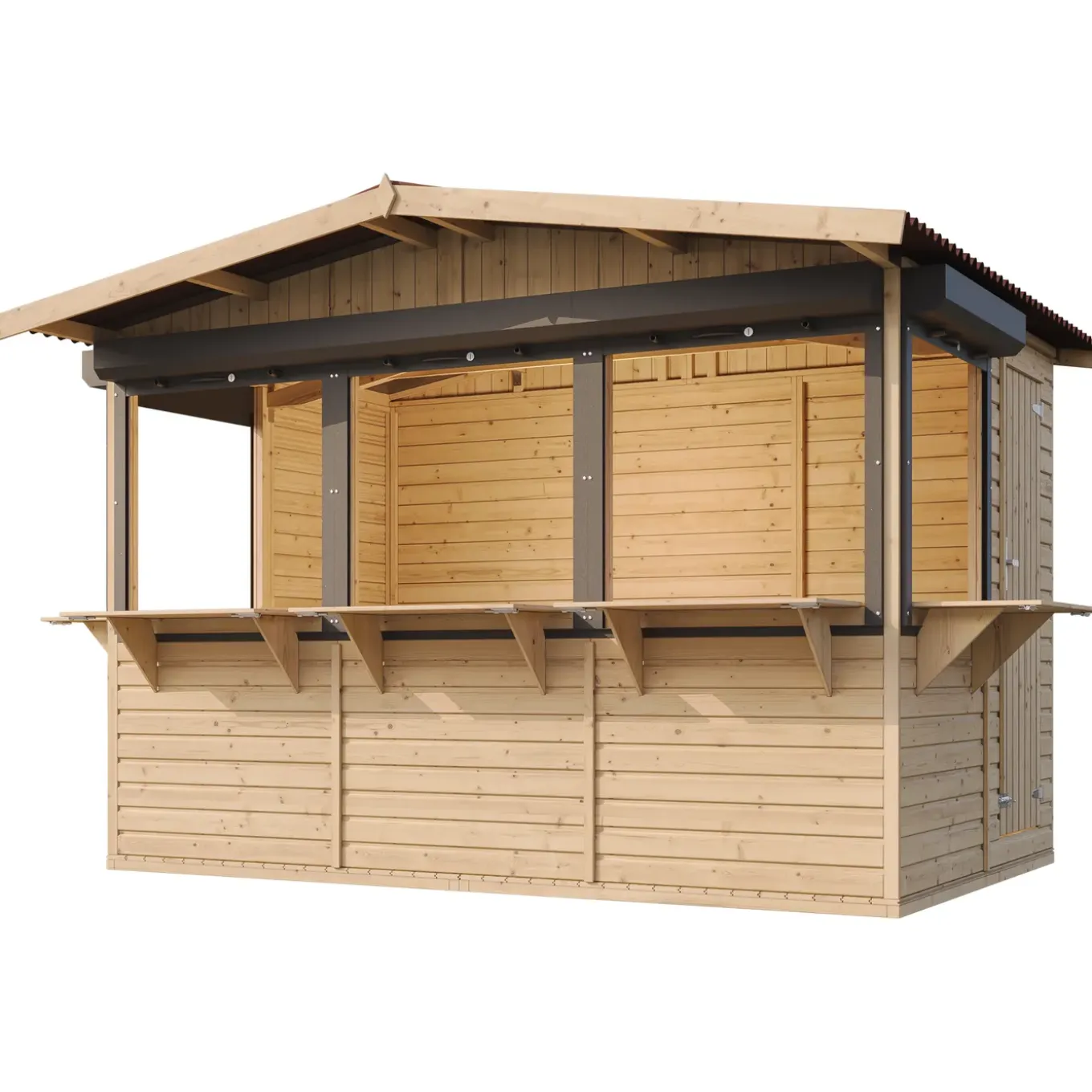 Timbela - Houten Tuinhuis, Houten Marktkraam - M150bz - 263 X 336 Cm / 6 M²