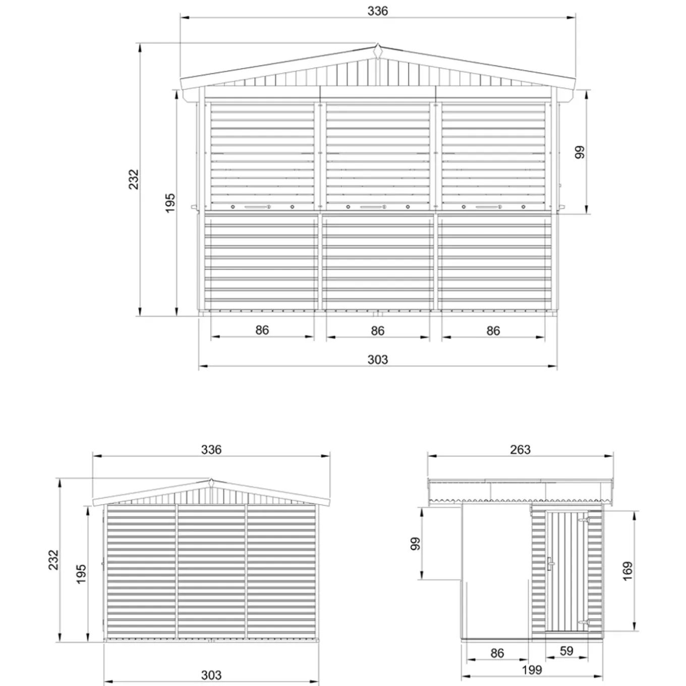 Timbela - Houten Tuinhuis, Houten Marktkraam - M150bz - 263 X 336 Cm / 6 M²