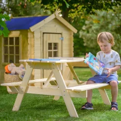 Timbela - Kindertafel voor in de tuin - M018-1 - Kinderpicknicktafel met banken 90x90xH50 cm