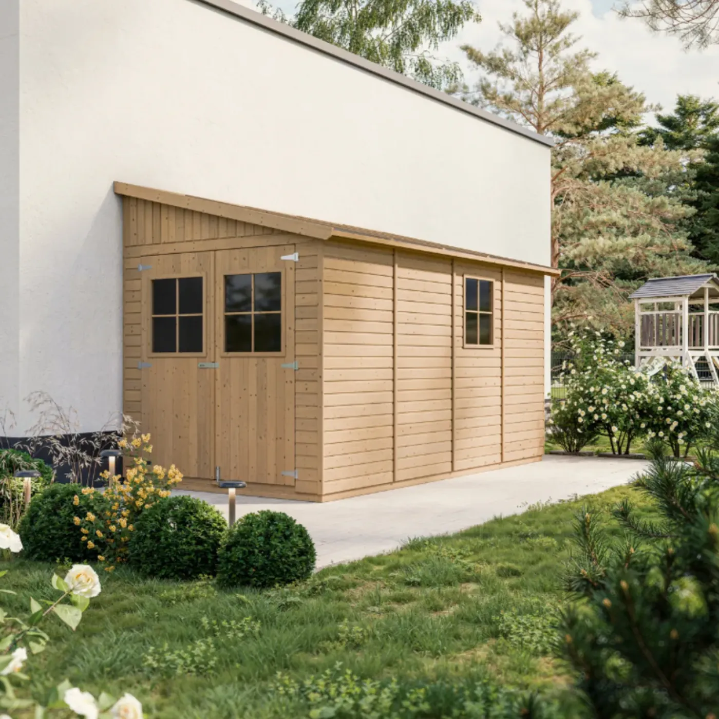 Timbela M340a - Houten Tuinschuur 8,10m2 - 416 X 218 X H244 Cm - Tuinhuis Zonder Vloer