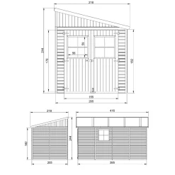 Timbela M340a - Houten Tuinschuur 8,10m2 - 416 X 218 X H244 Cm - Tuinhuis Zonder Vloer