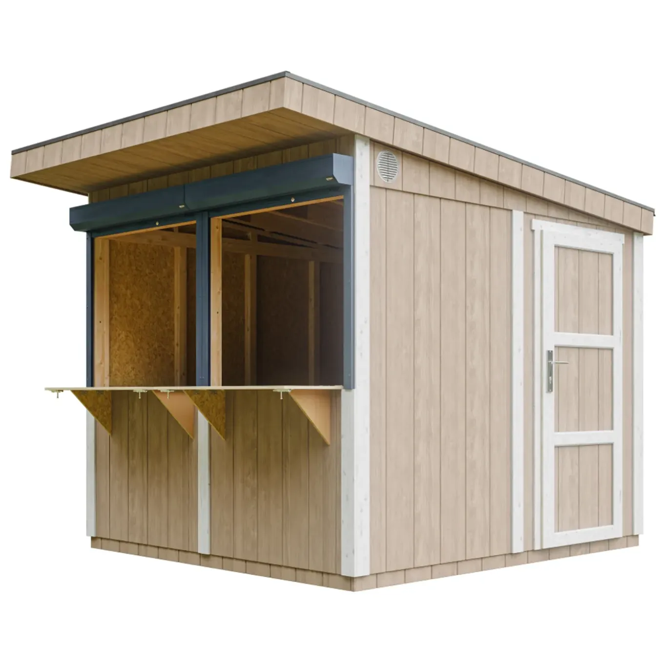 Timbela - Marktkraam Met Toonbank - M950-terra Brown - 5,9 M2 - Lp Smartside Paneelconstructie