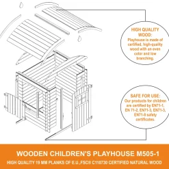 Timbela M505-1 - Houten Huis Voor Kinderen Zonder Vloer - 1,1m2 / 146x112xh145cm