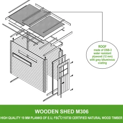 Timbela M306 - Houten Tuinschuur 2.63 M2 - Tuinhuis Voor Gereedschaps- En Fietsenstalling