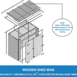 Timbela M348 - Houten Tuinschuur 2,1 M2 - Tuinhuis Zonder Vloer - Gereedschap Schuur