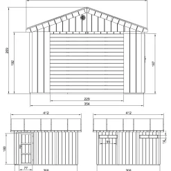 Timbela - Premium Kwaliteit Garage 13 M² - M990b-redwood Red - L378xb412 Cm