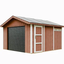 Timbela - Premium Kwaliteit Garage 13 M² - M990b-redwood Red - L378xb412 Cm