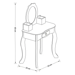 Tooky Toy Houten Kaptafel Voor Kinderen - 55 X 35 X 83 Cm