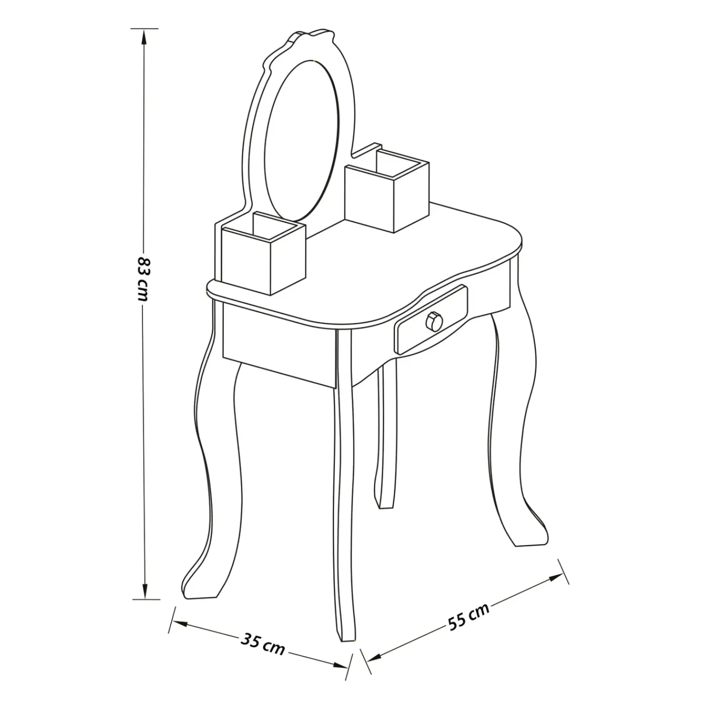 Tooky Toy Houten Kaptafel Voor Kinderen - 55 X 35 X 83 Cm
