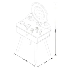 Tooky Toy Houten Kaptafel Voor Kinderen In Rotanlook- 50,5 X 38 X 87 Cm