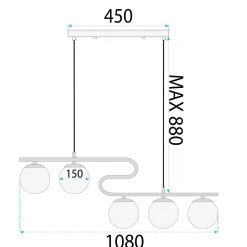 Toolight Hanglamp App1599-5cp Goud 108x108x108cm