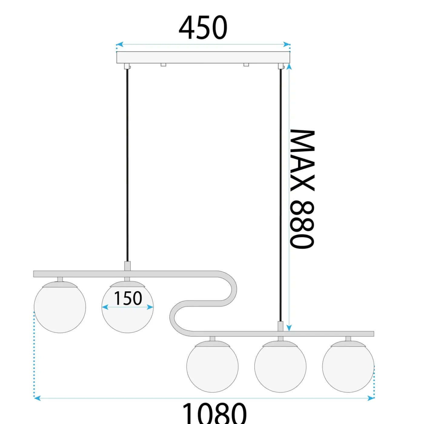 Toolight Hanglamp App1599-5cp Goud 108x108x108cm
