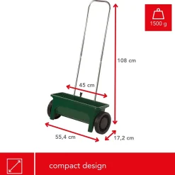 Toolland Dt40012 Strooiwagen 12 L 45 Cm Groen Met Instelbare Dosering