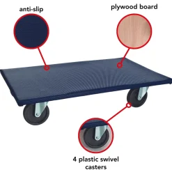 Toolland Meubelroller, 400 Kg Transporthulp, Houten Platform 65 X 40 Cm 400 Kg, Blauw,zwart, Triplex