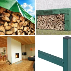 Toolland Verstelbaar houtrek voor brandhout en houtblokken, roestbestendig, breedte 150-220 cm, Groe