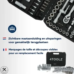 4toolz Doppenset 108-delig In Koffer - 72 Tands Ratels 1/2